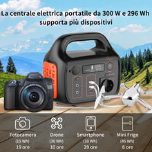 Carregar imagem no visualizador da galeria, Central Eléctrica Portátil: 296WH Batería de Copia de Seguridad Estación de Energía Portátil PD/AC/DC/USB Acumulador de Energía 300W Generador Solar para Camping Viaje Emergencia
