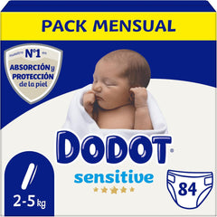 Dodot Sensitive Pads Size 1, 84 Units - Sensitive Skin Pads with Humidity Indicator and High Absorption