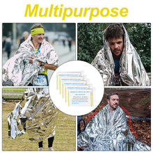 Carregar imagem no visualizador da galeria, Traxenta 5 Piezas Manta Térmica Supervivencia, Mantas Térmicas de Emergencia Oro Plata, Botiquin Manta para Coche, Camping, Montaña Senderismo, Mochila, Fria, Aislante Primeros Auxilios 160 x 210cm

