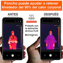 Carregar imagem no visualizador da galeria, aZengear Poncho de Supervivencia (4 Piezas) Mantas térmicas de Emergencia para retención de Calor y Lluvia | Reversible con Capucha, Impermeable, Resistente al Viento | Senderismo
