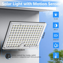 Carregar imagem no visualizador da galeria, Realky Lampara Solar Exterior con Sensor de Movimiento, Foco 113 LEDs 2000mAh 4 Modes, Luz Potente LED para Jardin con Cable de 5 m, 2 piezas
