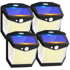 Luz Solar LED Exterior Jardin: 248 LED Luces Solares Sensor de Movimiento 270° Foco Solar Exteriores Lampara IP65 Impermeable Aplique Solar Potente para con Iluminacion Terraza Outdoor Light 4 Paquete