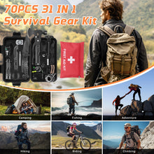 Carregar imagem no visualizador da galeria, Kit de Supervivencia, 70 en 1 Kit de Supervivencia de Emergencia al Aire Libre, Multifuncional Equipo de Botiquín Primeros Auxilios, Kit de Emergencia para Viajar Caminar Acampar al Aire Montaña
