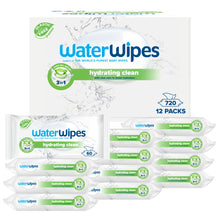 Carregar imagem no visualizador da galeria, WaterWipes Limpieza Hidratante Toallitas para Bebé, 720 Toallitas (12 Pack), con 99% de Agua y Extracto de Aloe Vera, Toallitas húmedas para Rostro y Cuerpo
