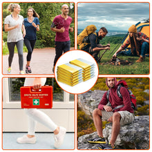 Carregar imagem no visualizador da galeria, PQETBV Manta Térmica de Emergencia 10 Piezas, Mantas de Aluminio en Dorado y Plateado, 210 ×160 cm, Mantas Termicas Supervivencia para Rescate Protege del Frío, la Lluvia, el Viento
