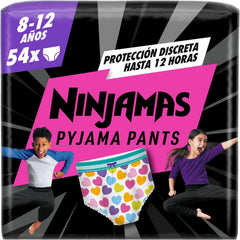 Dodot Fralda-Cueca Ninjamas, Tamanho 8-12 anos (27-43 kg), 54 fraldas tipo cueca, fralda noturna com Corações, Proteção Contra Fugas Toda A Noite