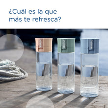 Carregar imagem no visualizador da galeria, BRITA Botella filtrante de agua modelo VITAL Azul Claro (600 ml) con 2 filtros MicroDisc, para hidratarse en cualquier lugar, elimina cloro, impurezas, hormonas y preserva minerales.
