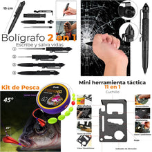 Carregar imagem no visualizador da galeria, Kit Supervivencia UE 2025 con Mochila Botiquín y Linterna, Manta Térmica Supervivencia, Cuchillo Supervivencia Militar Profesional más Hacha, Tiritas, Vendas, Silbato y Brújula (Guardian - Estándar)
