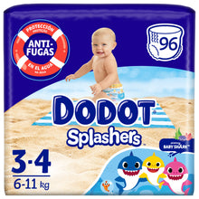 Carregar imagem no visualizador da galeria, Dodot Pañales Bebé Bañador Splashers, Talla 3-4 (6-11 kg), 96 Pañales Desechables con Protección Anti-Fugas en el Agua
