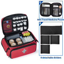 Carregar imagem no visualizador da galeria, CURMIO Maleta de Primeros Auxilios, Bolsa para Emergencias con Mini Bolsa de Medicina, Botiquín de Primeros Auxilios, Bolsa médica para el Viaje y Hogar, Rojo (Patente Pendiente)
