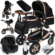 Carregar imagem no visualizador da galeria, KESSER® Loops 3 in 1 Stroller combo juego completo de sillas de paseo incl. Asiento deportivo para bañera y silla de paseo, neumáticos de caucho macizo, bolso cambiador
