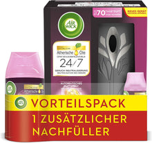 Carregar imagem no visualizador da galeria, Airwick Freshmatic Max - Pacote económico com dispositivo preto e 2X250ml de recargas, fragrância: diversão no verão
