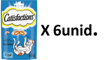 Carregar imagem no visualizador da galeria, Catisfactions Sabor Salmão - Pack 6 X 60g - Petiscos Deliciosos para Gatos 360g
