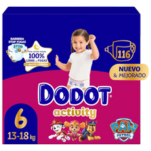 Laden Sie das Bild in den Galerie-Viewer.Dodot Fraldas bebé Activity, tamanho 6 (13-18 kg), 116 fraldas, até 12 h de proteção contra fugas e ajuste, pack mensal
