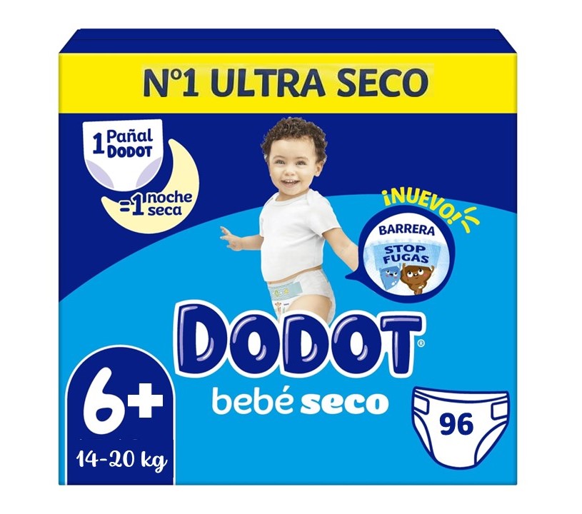 Dodot - Fraldas Bebé Seco T6+ (+14 kg) com 96 Unidades