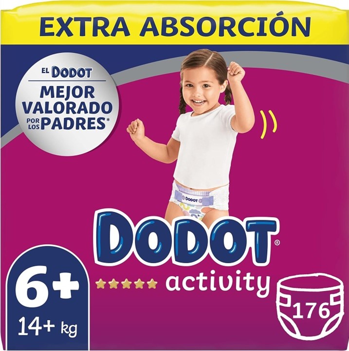 Dodot Fraldas Activity Extra T6+, 14kg + 4 x 44, 176 unidades