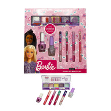 Carregar imagem no visualizador da galeria, Kit de beleza Sence Barbie para meninas com 7 peças, conjunto de maquiagem infantil com brilho labial, sombra, esmalte e muito mais, presente para meninas acima de 6 anos
