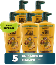 Carregar imagem no visualizador da galeria, Garnier Ultra Suave - Pack 5X1L - Champô Óleo de Abacate e Manteiga de Carité - Nutrição Intensa - 5 Litros
