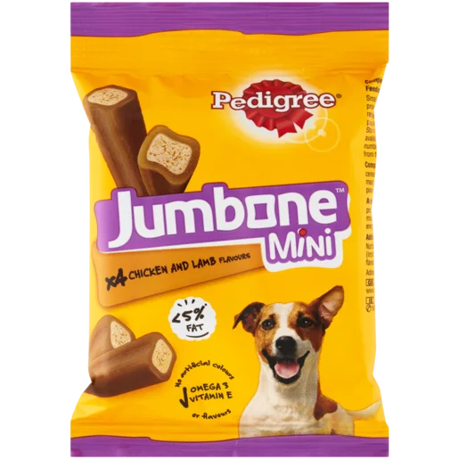 Pedigree - Jumbone Mini X4 Sabor Frango e Cordeiro - Deliciosa Mastigação com Baixo Teor de Gordura e Nutrientes Essenciais para Cães Pequenos 160g
