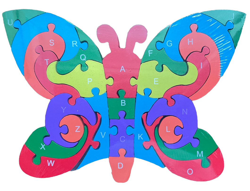 Puzzle de Madeira Série Animais: Borboleta 26 peças. Aprenda e Divirta-se com os Amigos da Natureza