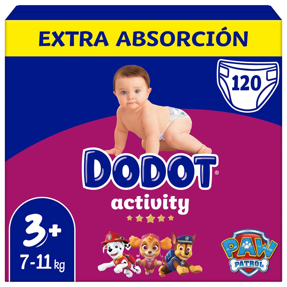 Dodot Fraldas Activity Extra T3+, 7-11kg, 2X60, 120 unidades