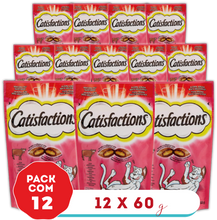 Carregar imagem no visualizador da galeria, Catisfactions Sabor Carne - Pack 12 X 60g - Mimos Crocantes para Gatos 720g
