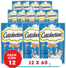 Carregar imagem no visualizador da galeria, Catisfactions Sabor Salmão - Pack 12 X 60g - Petiscos Deliciosos para Gatos 720g
